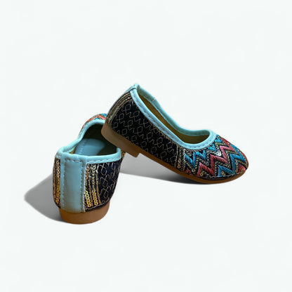 Zigzag Zari Work embroidered Shoes