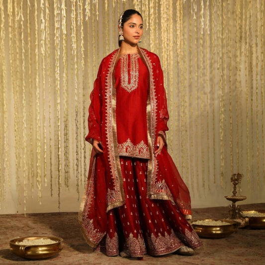 Karachi Style special Sequence and thread Work skirt kurta set
