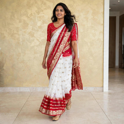 Banarasi Ivory-Alta designs saree only