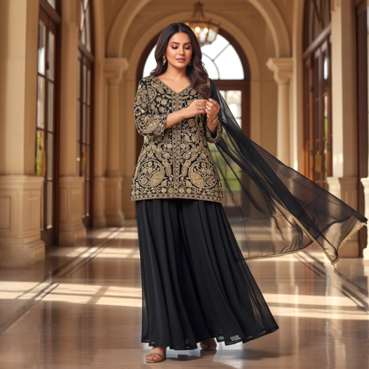 Short kurta palazzo set