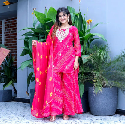 Bandhani print plazo set