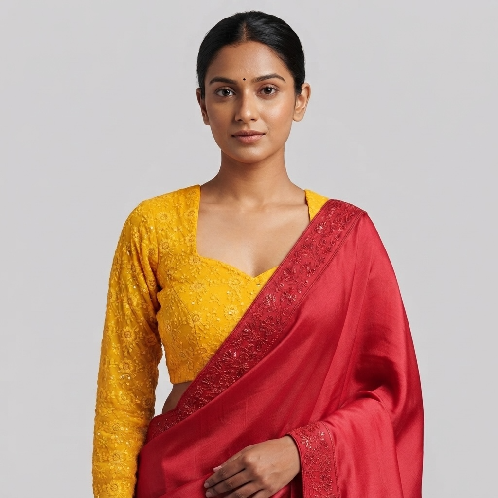 Festive style embroidered and sequined blouse