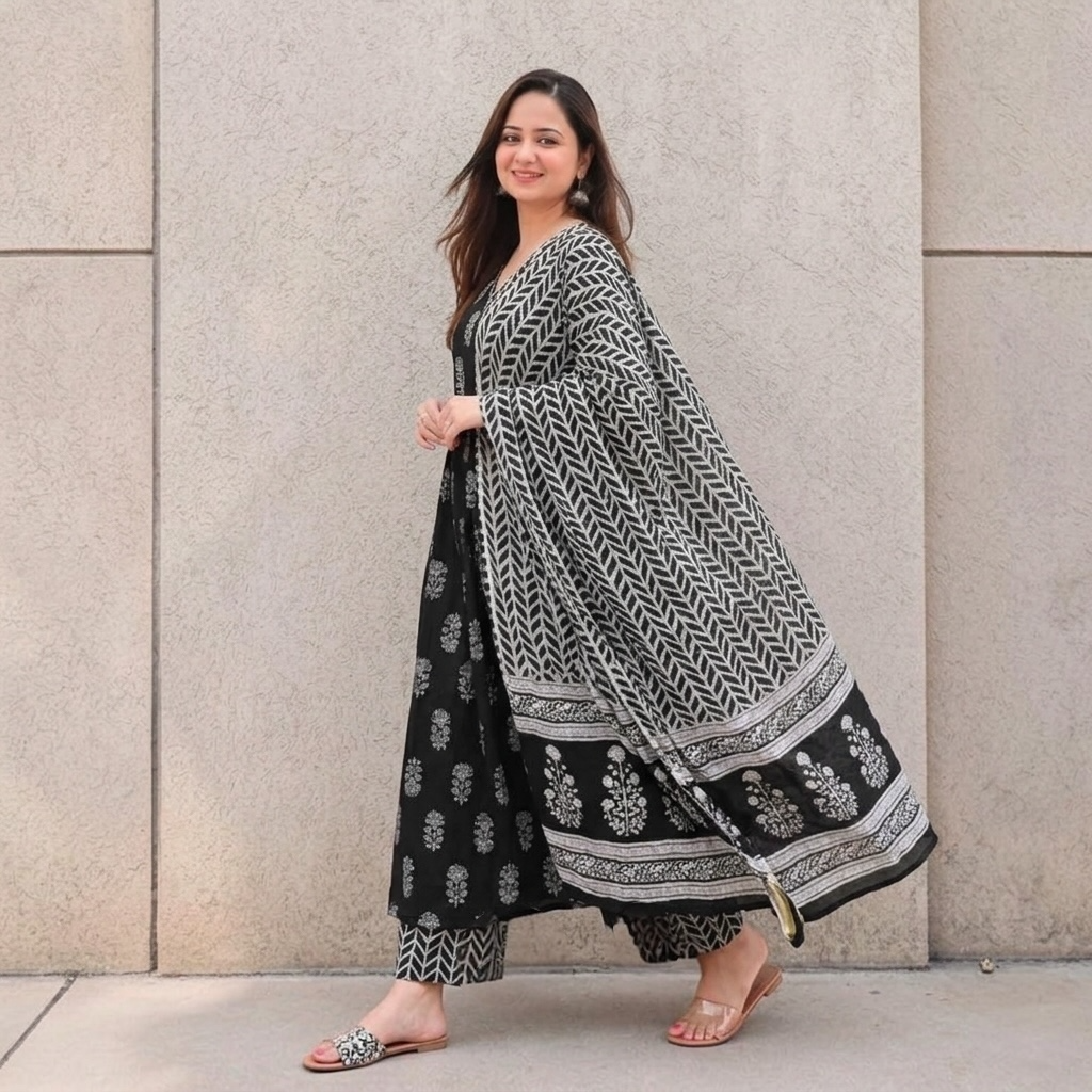 Jaipuri-style anarkali suit set