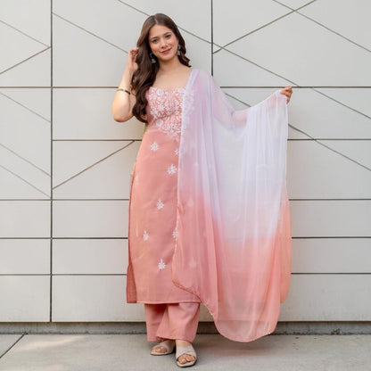 Sleeveless chikankari summer kurta set