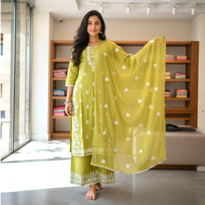 Plus size chikankari palazzo set