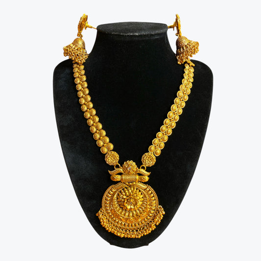 Long Chain Necklace with Pendant and earrings set