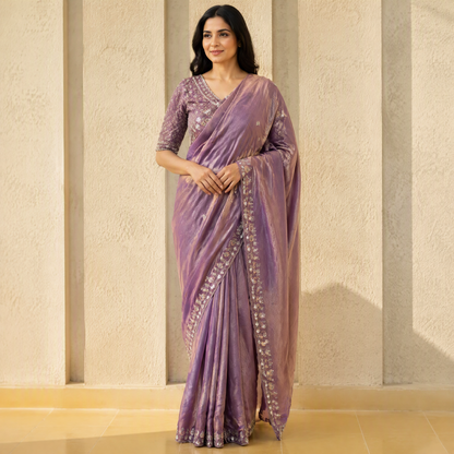 Ready to wear sequined saree and blouse set