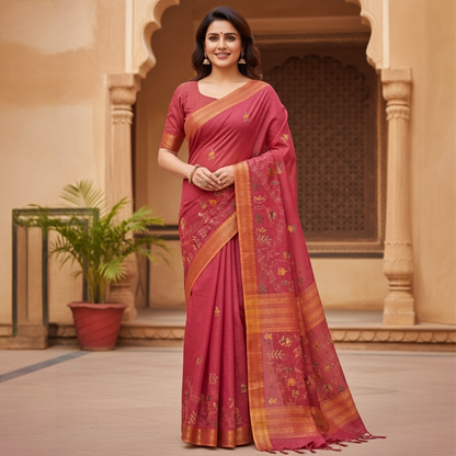 Handwoven Chattisgarh saree and blouse set