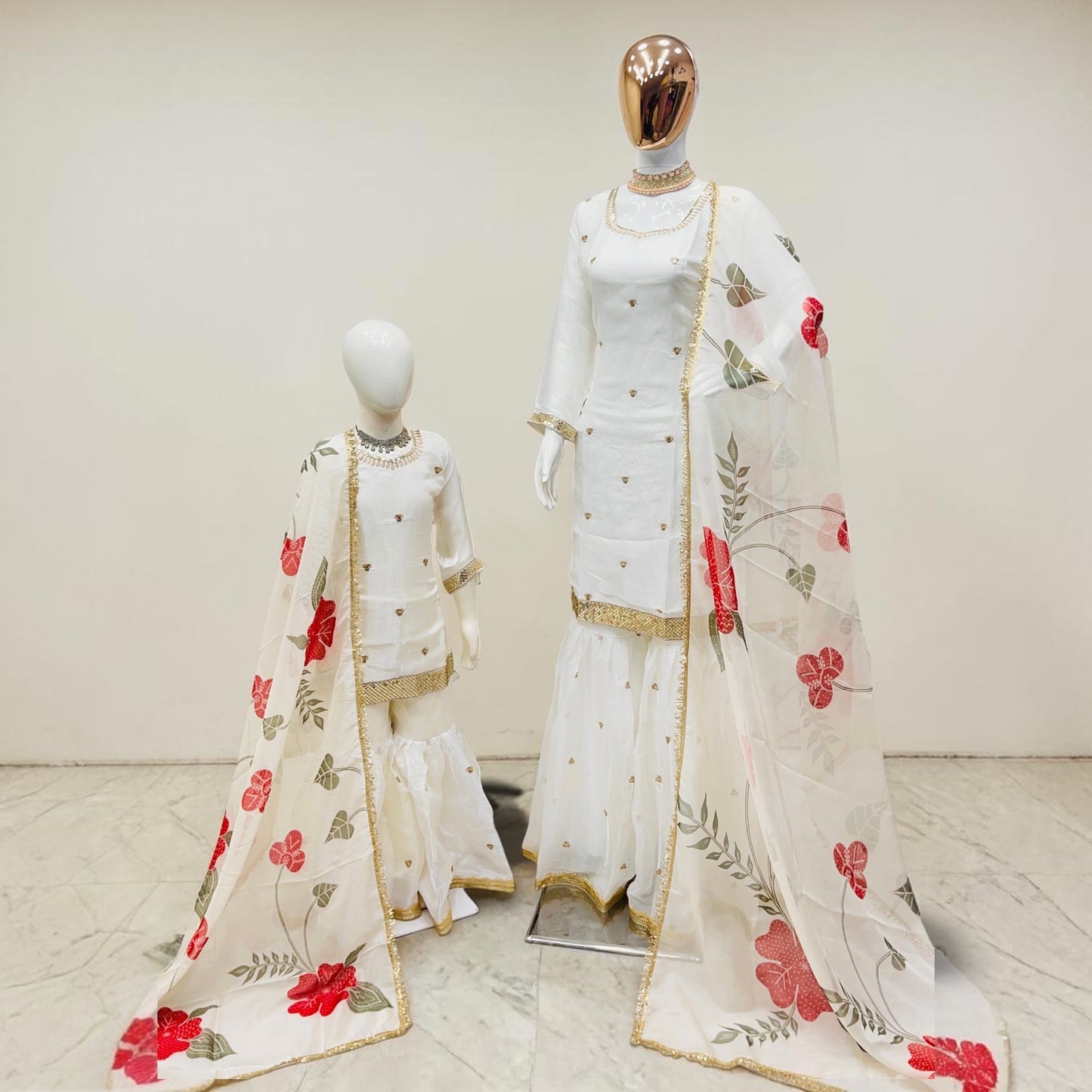 Mother-daughter sharara combo set