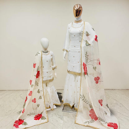 Mother-daughter sharara combo set