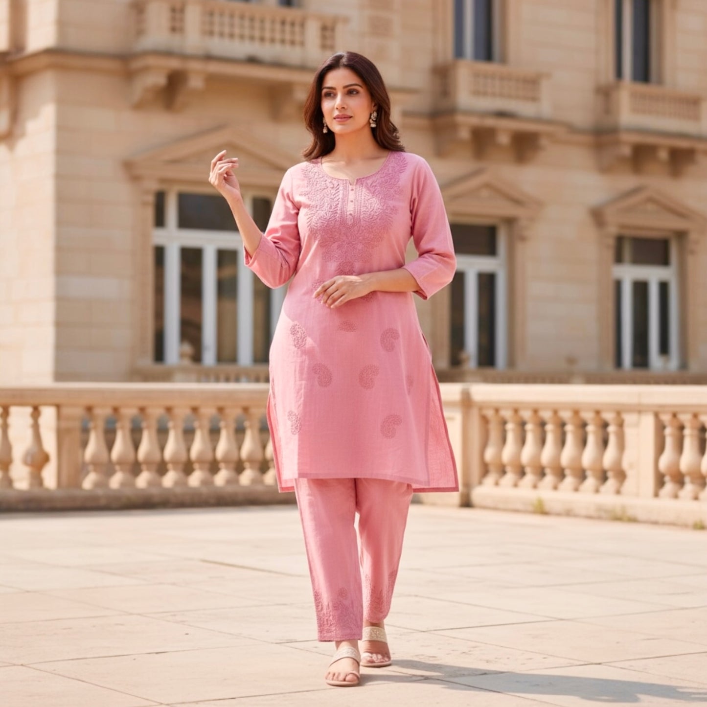 Chikankari stitched co-ord set