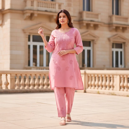 Chikankari stitched co-ord set