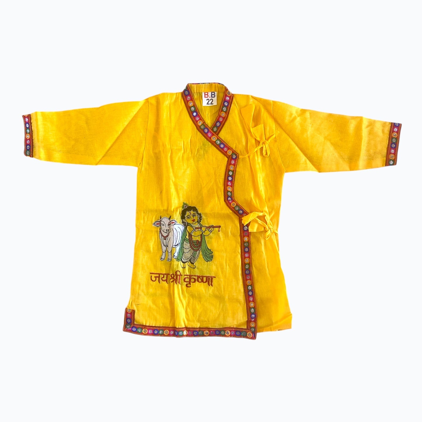 Dhoti kurta with lord Krishna prints.
