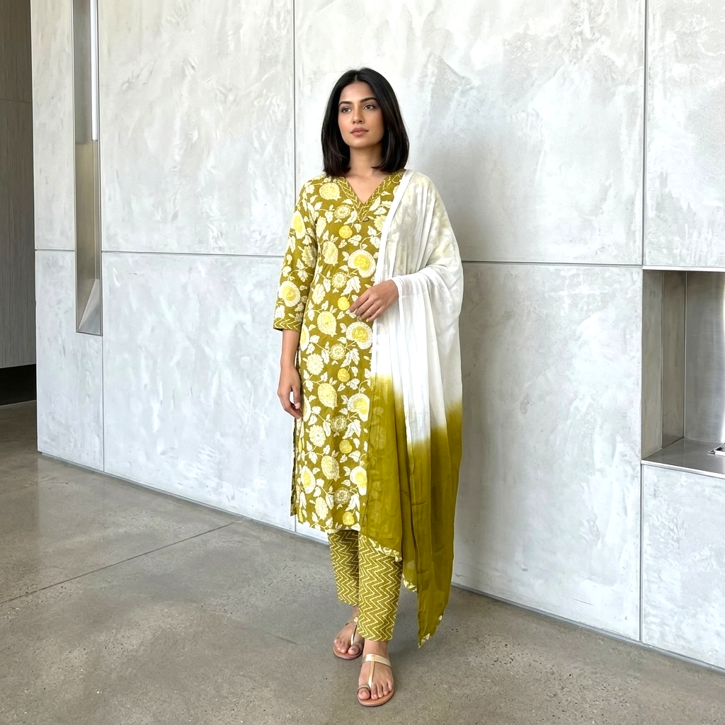 Citrus Floral straight kurta set