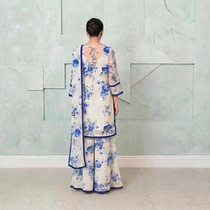 Blue Flora mother-daughter Matching Set