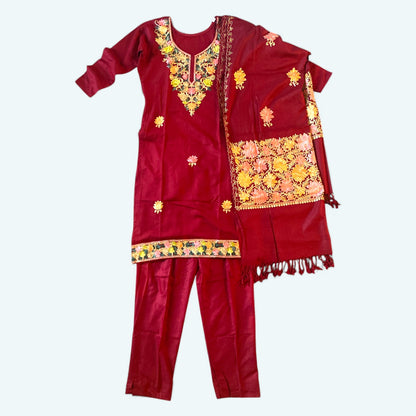 Customized embroidered winter kurta set