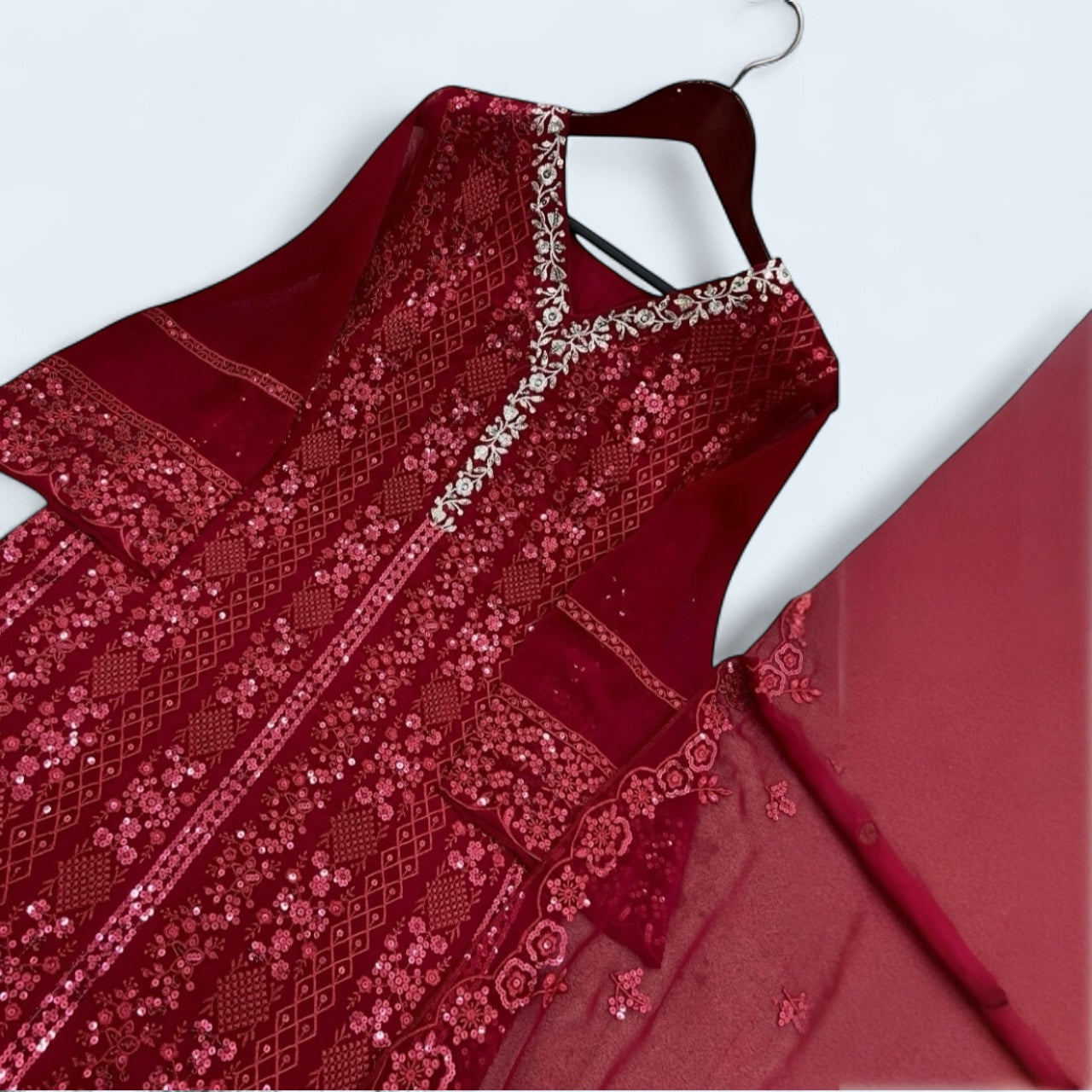 Azure Sequins embroidered Pakistani party wear