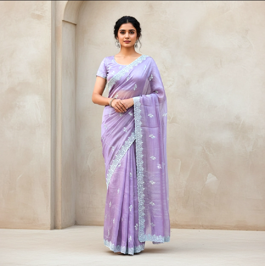 Net saree and blouse set