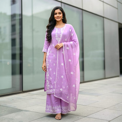 Plus size chikankari palazzo set