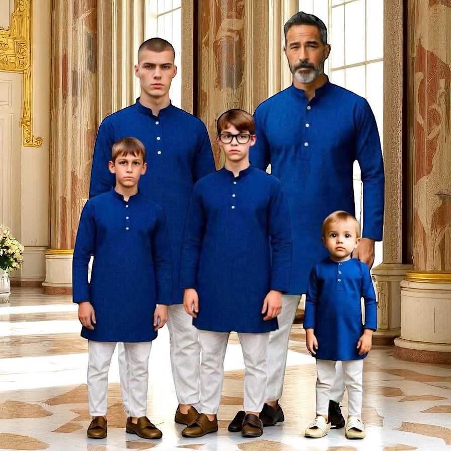 Chikankari father-son family combo set