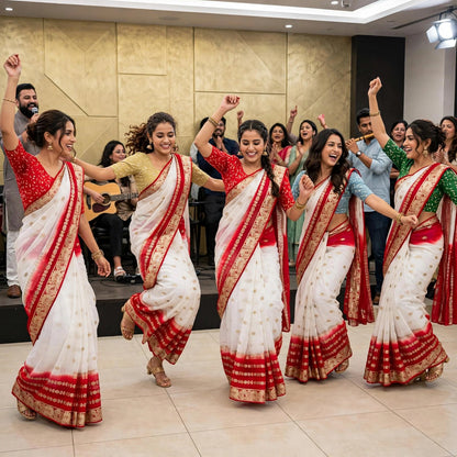 Banarasi Ivory-Alta designs saree only