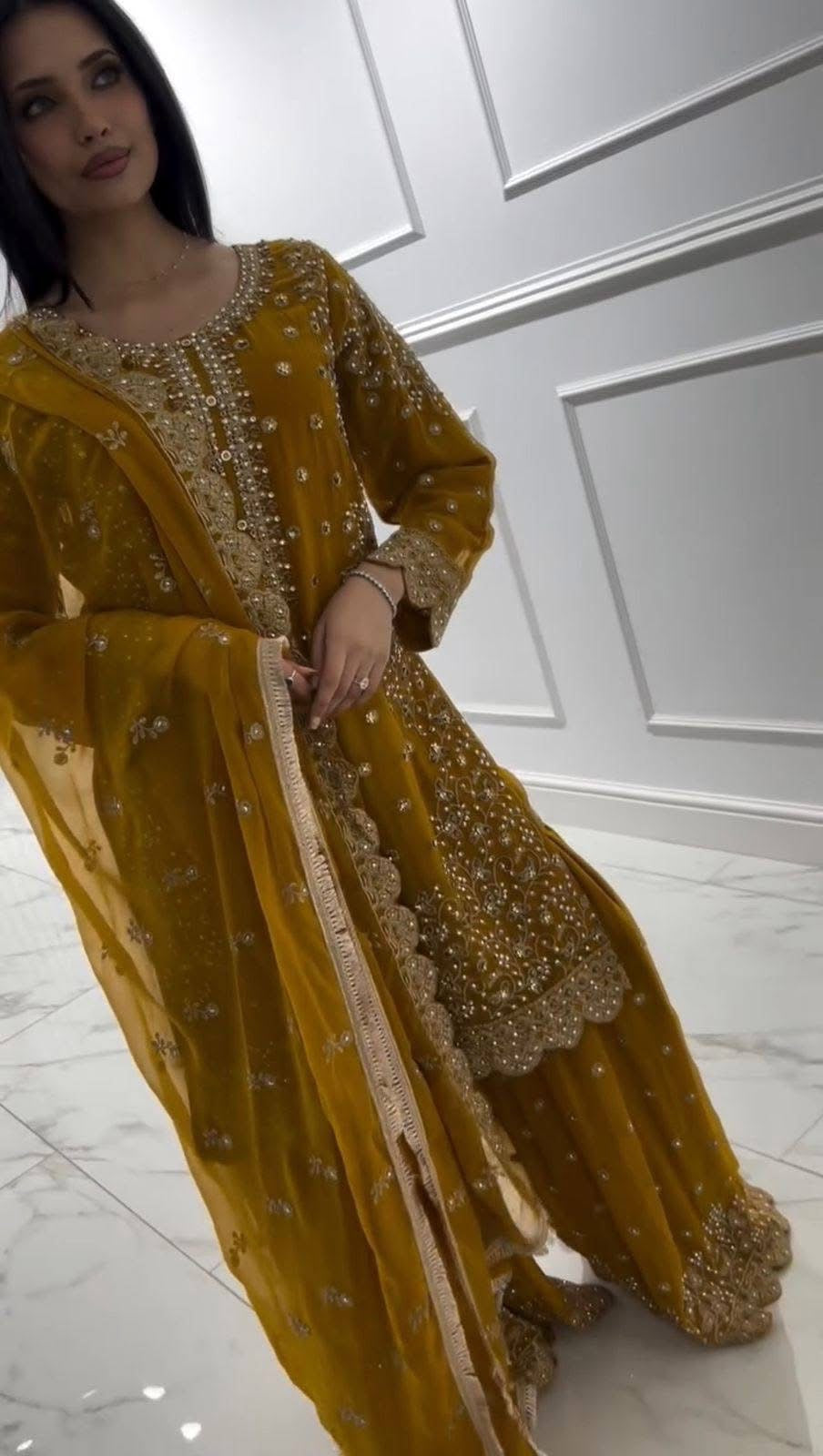 Plus size palazzo Suit With Dupatta For Party Wear