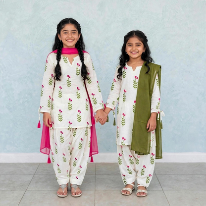 Farshi Salwar mother-daughter matching set