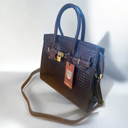 Croc-embossed leather bag