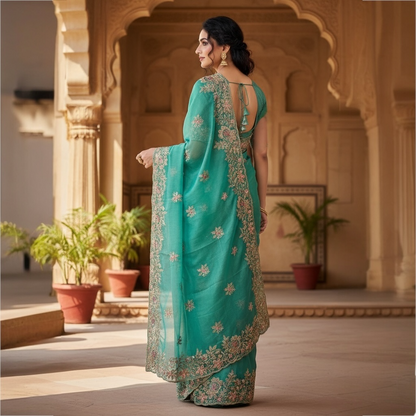 Floral boutique saree with blouse set