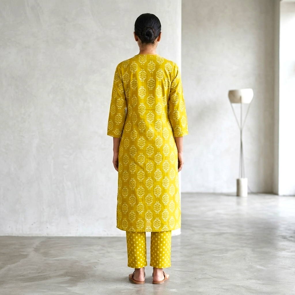 Plus size bandhani-inspired kurta set