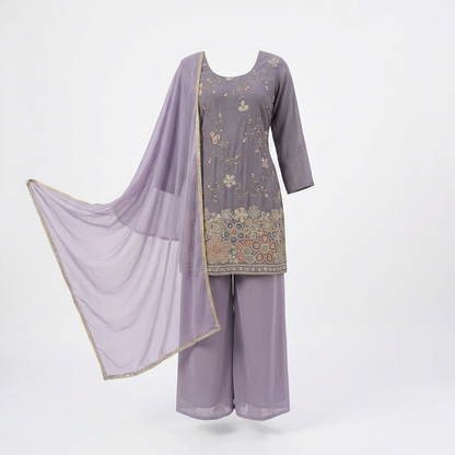 Plus size embroidered palazzo kurta Set