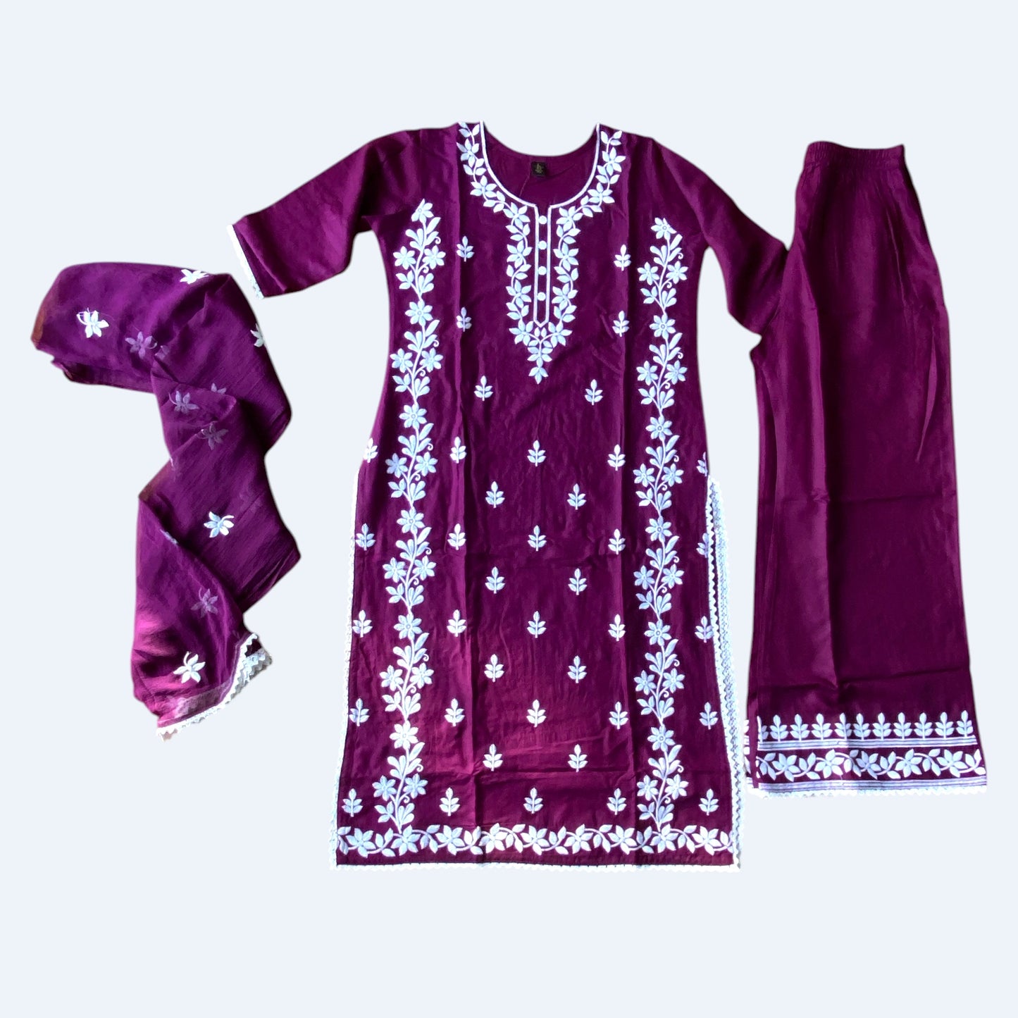 Plus size chikankari palazzo set