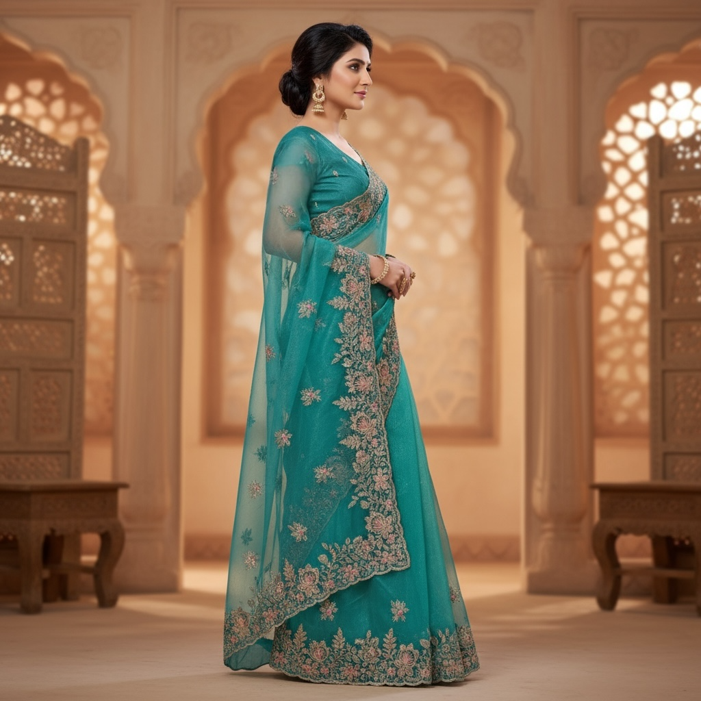 Floral boutique saree with blouse set