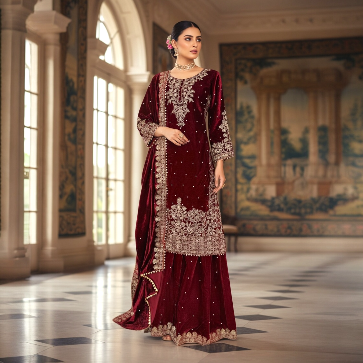 Heavy work sharara set