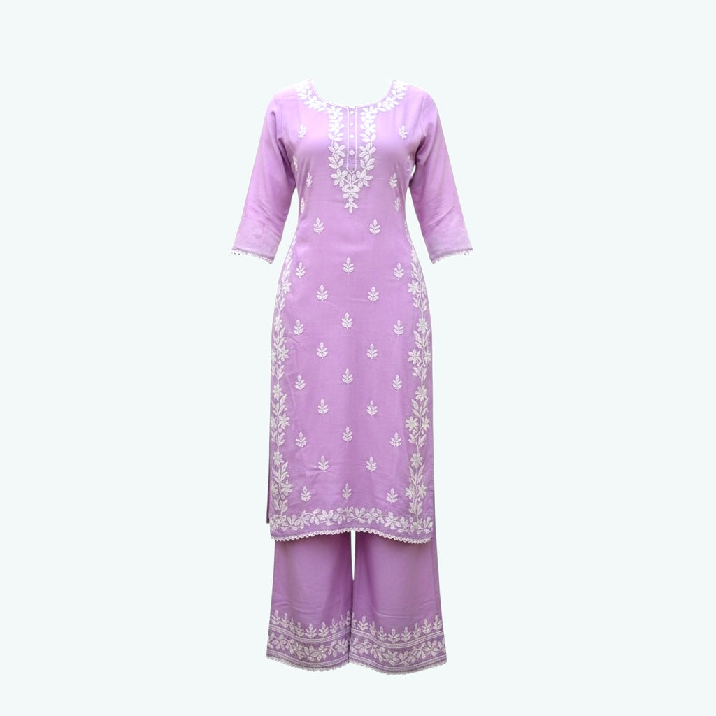 Plus size chikankari palazzo set