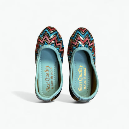 Zigzag Zari Work embroidered Shoes