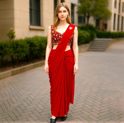 Ready to wear viral Boutique sari and blouse set