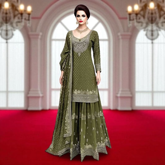 Embroidered Garara Set with Zari Work