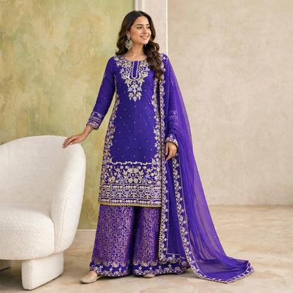 EMBROIDERED BANARASI PALAZZO SUIT