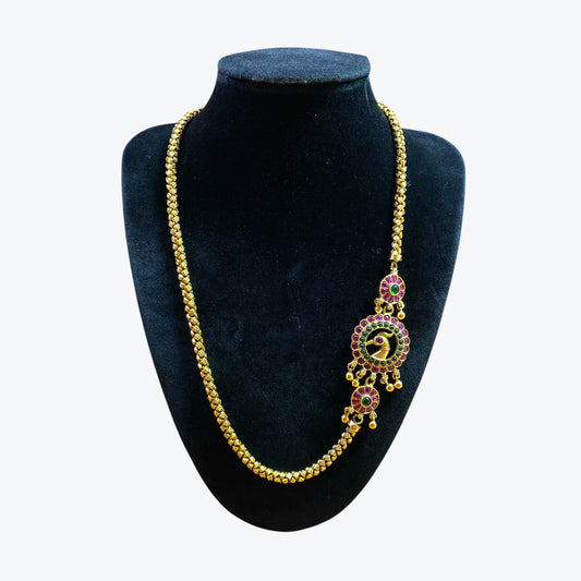 Peacock head temple necklace