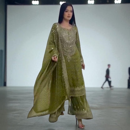 Embroidered Garara Set with Zari Work