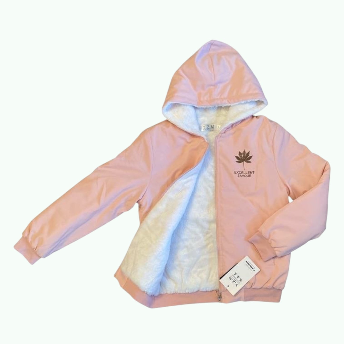 Yizimei boutique girls jacket with faux fur inside.