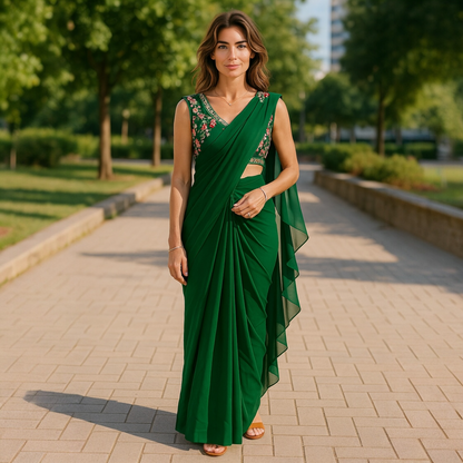 Ready to wear viral Boutique sari and blouse set