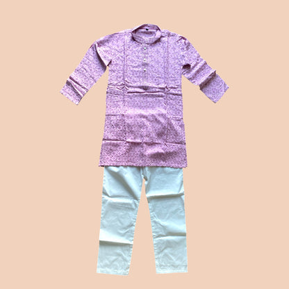 Chikankari father-son family combo set