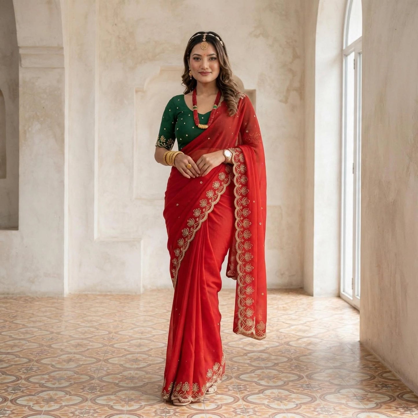 Customized blouse with lightweight saree