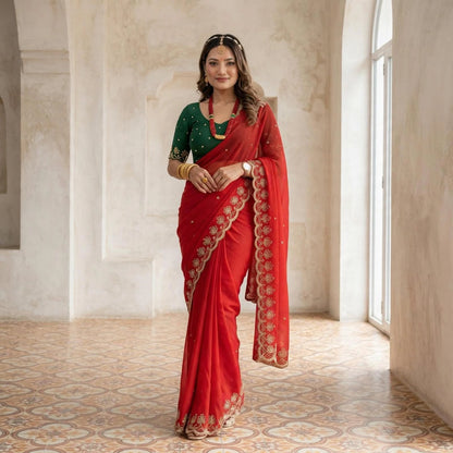 Customized blouse with lightweight saree