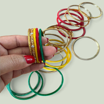 Gurudev fabric and metal bangles