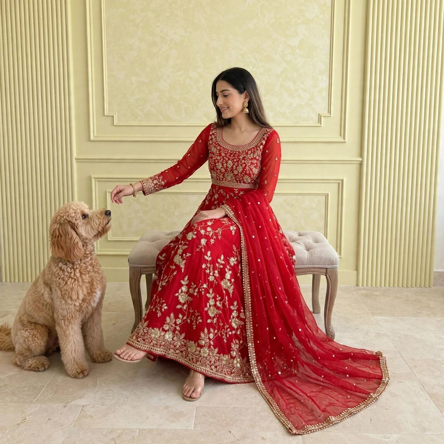 Floor-length Anarkali gown set