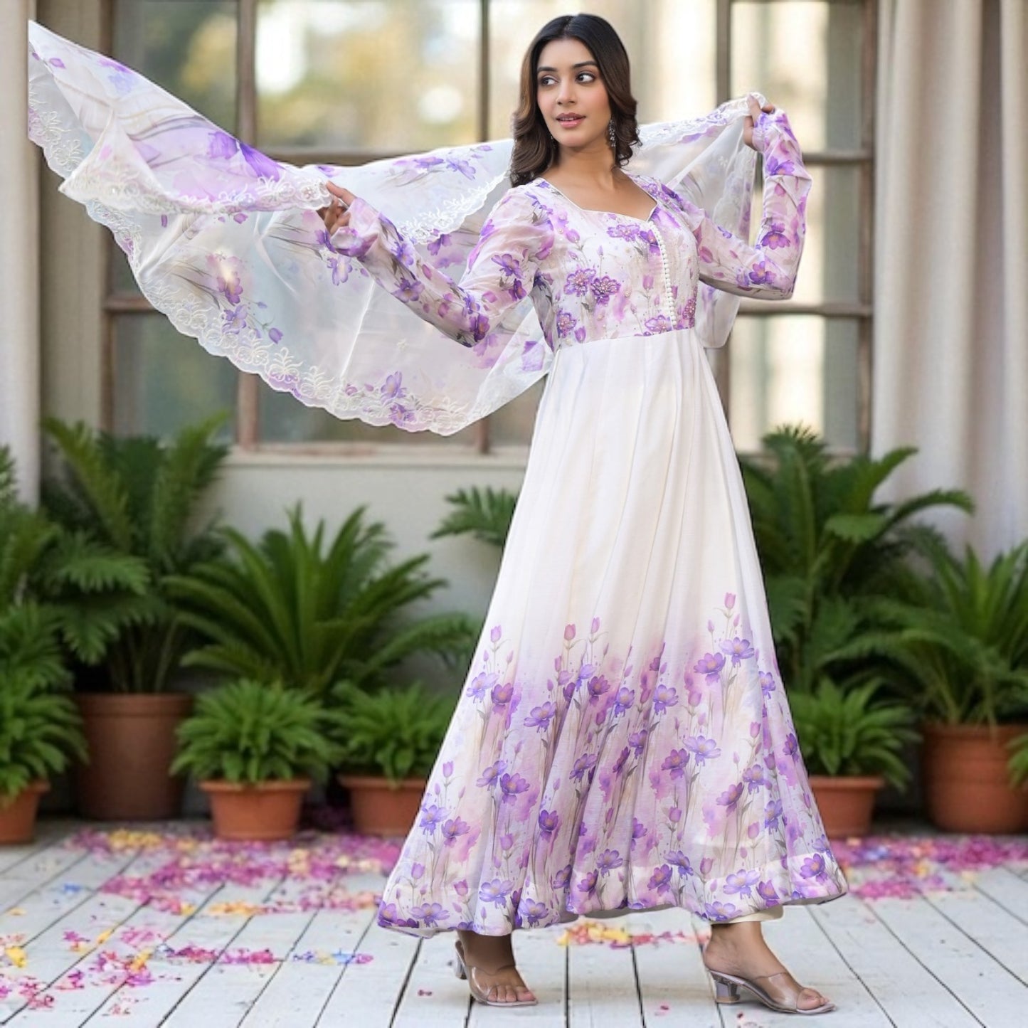 Digital print anarkali kurta set