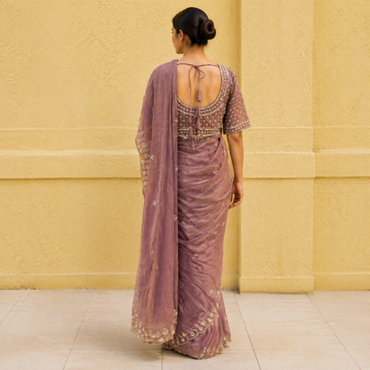 Ready to wear sequined saree and blouse set